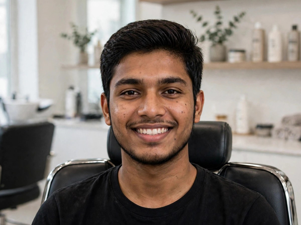 Same man sharp and confident after salon visit
