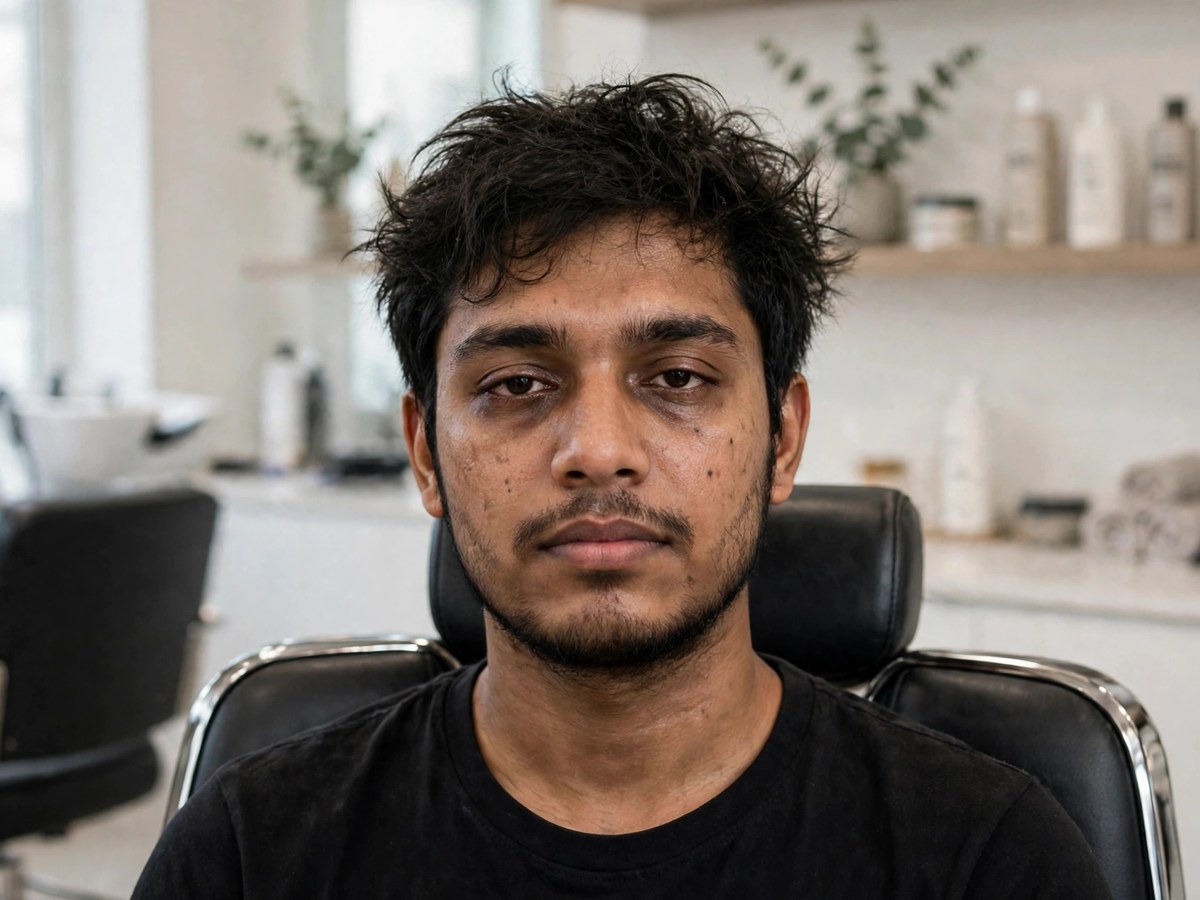 Man with messy hair before salon visit
